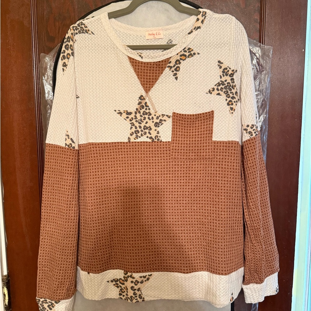 Trendy Animal Print Patchwork Top - image 1